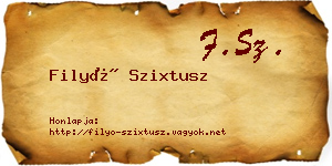 Filyó Szixtusz névjegykártya